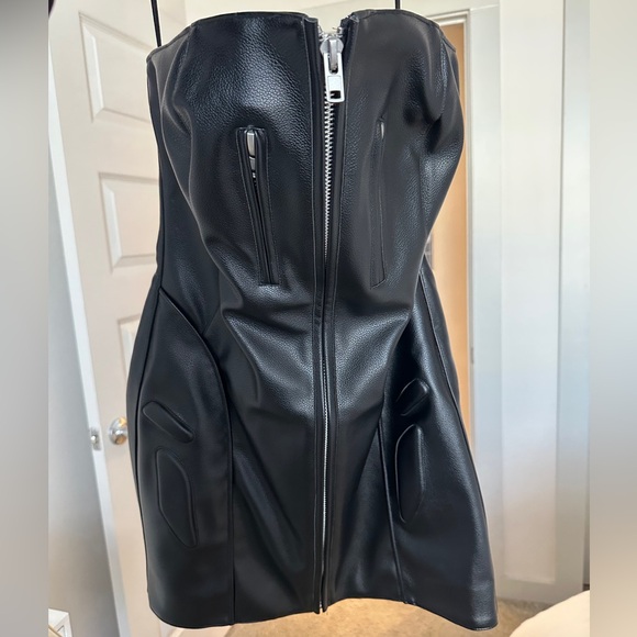 Khy Faux Leather Strapless LBD - Picture 4 of 6